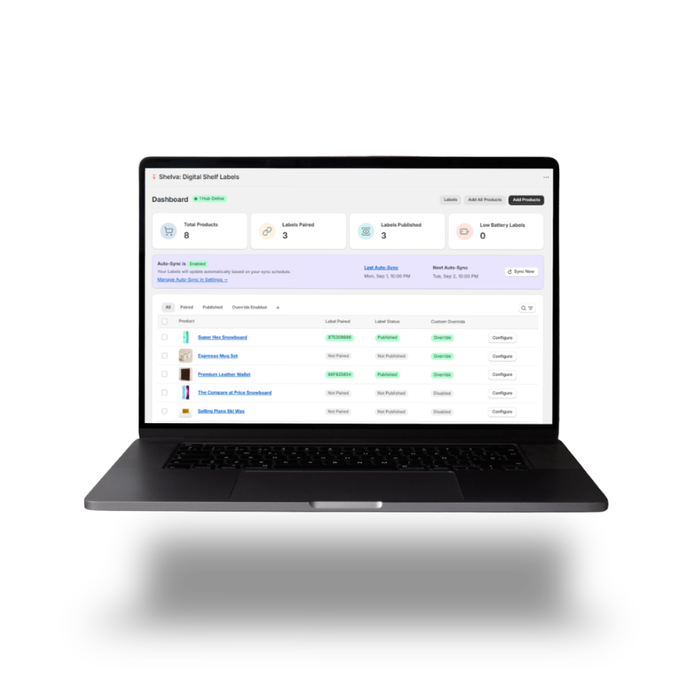 Shelva app interface