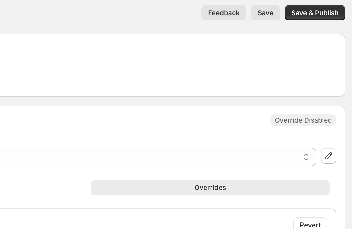 Shelva Configure page showing Save and Save and Publish actions