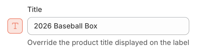 Close-up of an enabled title override field